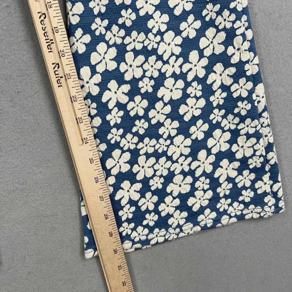 American Eagle Pants Womens Medium Blue White Floral Flare Retro Boho 90s Y2K - Picture 12 of 15